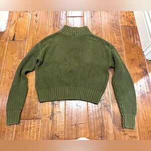Green Cropped High Neck Sweater